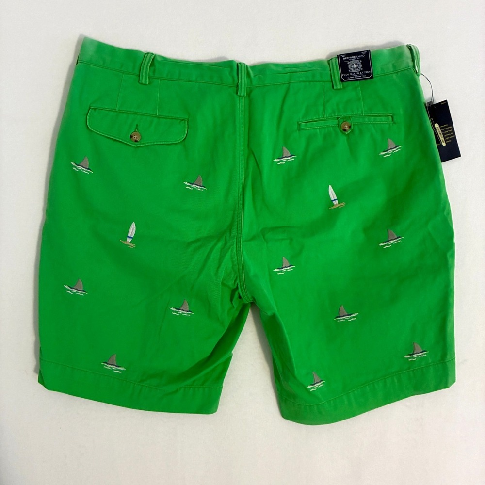 NWD Polo Ralph Lauren Bedford Chino Shorts Mens Size 40 Twill Shark AOP Preppy - Picture 3 of 12